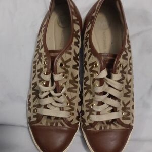 Michael Kors Monogram Brown Tan Sneakers